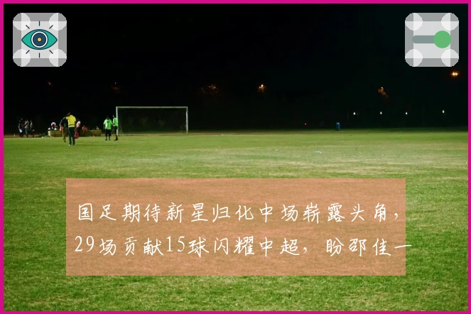 国足期待新星归化中场崭露头角，29场贡献15球闪耀中超，盼邵佳一助力